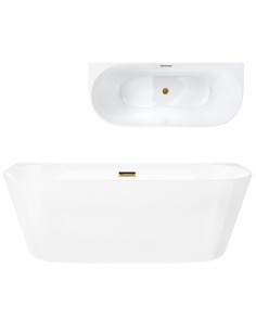 Wanna przyścienna wolnostojąca Corsan MONO 170 x 80 cm Korek klik-klak Szczotkowane Złoto