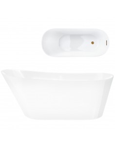 Wanna wolnostojąca Corsan ESTELLA 170 x 74 cm Korek klik-klak Szczotkowane Złoto