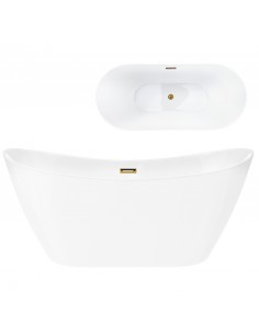 Wanna wolnostojąca Corsan NAUTI 170 x 77 cm Korek klik-klak Szczotkowane Złoto