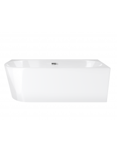 Wanna wolnostojąca narożna Corsan INTERO 150 x 74 z szeroką krawędzią Montaż prawostronny Korek klik-klak Chrom 2