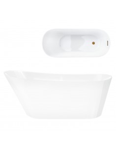 Wanna wolnostojąca Corsan ESTELLA 160 x 74 cm Korek klik-klak Szczotkowane Złoto