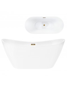 Wanna wolnostojąca Corsan NAUTI 160 x 75 cm Korek klik-klak Szczotkowane Złoto