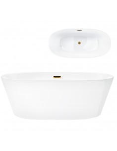 Wanna wolnostojąca Corsan SALINA 170 x 72 cm Korek klik-klak Szczotkowane Złoto