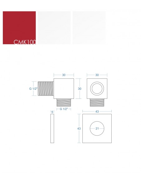 Przyłącze kątowe Corsan CMK100 do węża prysznicowego