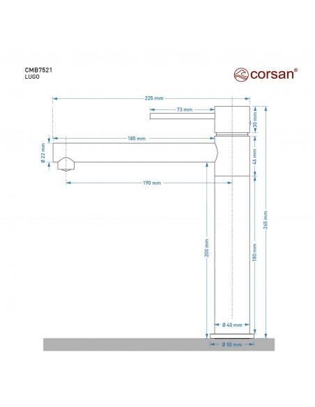 Bateria Stojąca Corsan CMB7521BGL Lugo Z Ruchomą Wylewką Złoto Szczotkowane