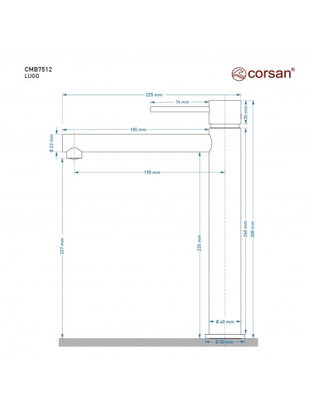 Bateria Umywalkowa Corsan CMB7512BGL Lugo Wysoka Złoto Szczotkowane