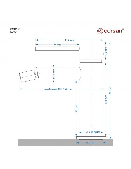 Bateria bidetowa Corsan CMB7531BGL Lugo Złoto Szczotkowane