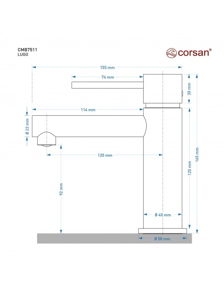 Bateria umywalkowa Corsan CMB7511BGL Lugo Złoto Szczotkowane