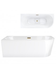 Wanna Wolnostojąca Narożna Corsan INTERO 150 Cm Montaż Lewostronny Korek Klik - Klak Szczotkowane Złoto