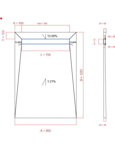 Showerlay Wiper 4 way 900 x 1250 mm...