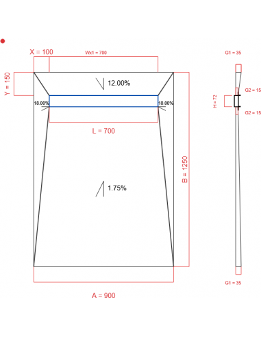Showerlay Wiper 4 way 900 x 1250 mm...