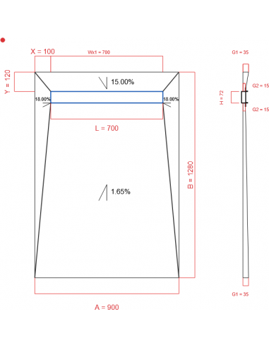 Showerlay Wiper 4 way 900 x 1280 mm...