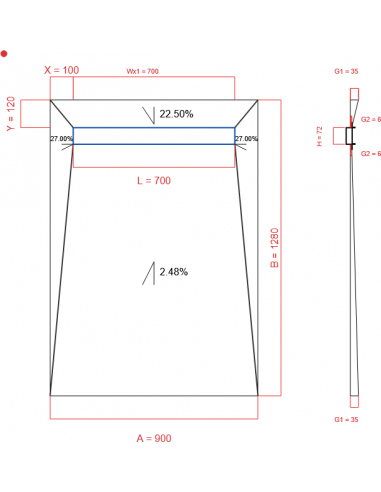 Showerlay Wiper 4 way 900 x 1280 mm...