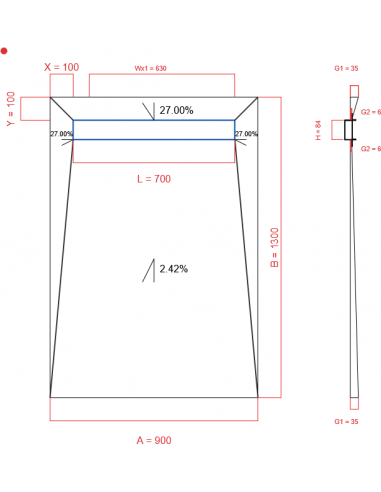 Showerlay Wiper 4 way 900 x 1300 mm...