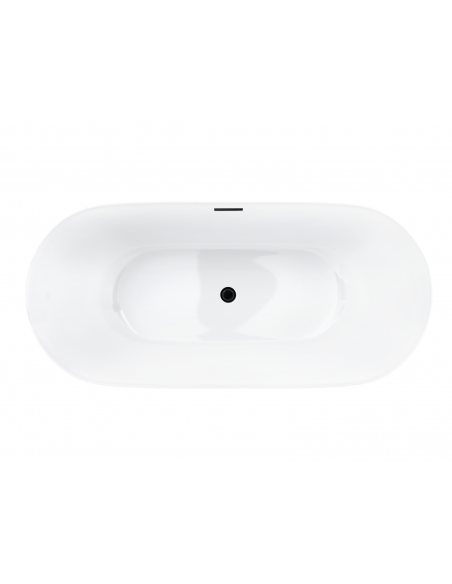 Czarna wanna wolnostojąca Corsan OLVENA 150 Korek klik-klak Czarny