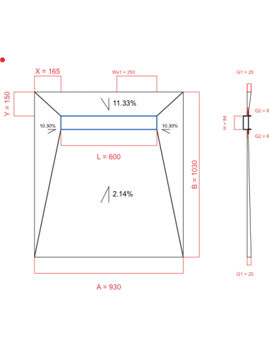 Showerbase Wiper 4 way 930 x 1030 mm...