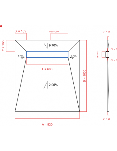 Showerlay Wiper 4 way 930 x 1030 mm...