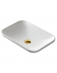 Umywalka wpuszczana w blat Intero 600x370x145 mm z korkiem złotym