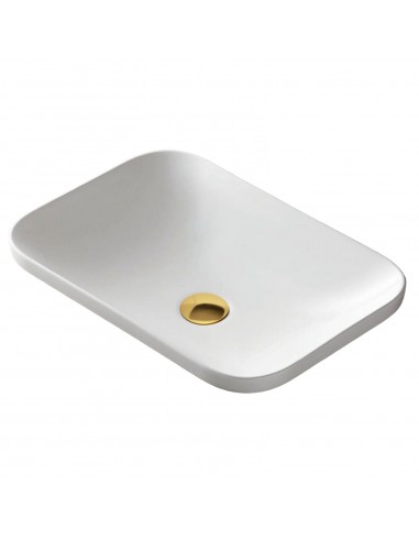 Umywalka wpuszczana w blat Intero 600x370x145 mm z korkiem złotym