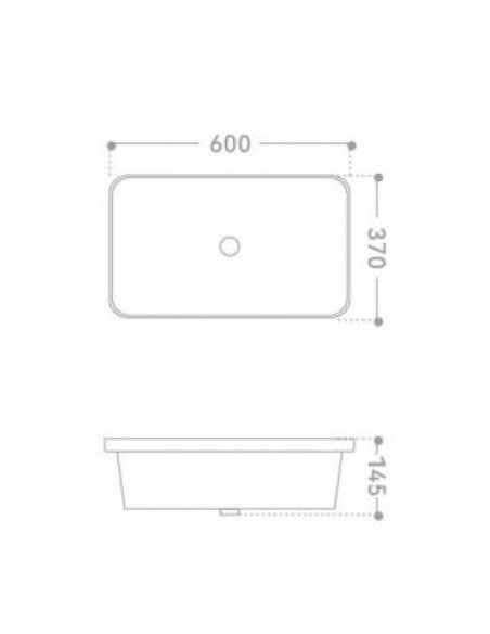 Umywalka wpuszczana w blat Intero 600x370x145 mm z korkiem złotym