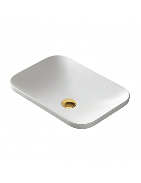 Umywalka wpuszczana w blat Intero 530x370x155 mm z korkiem złotym