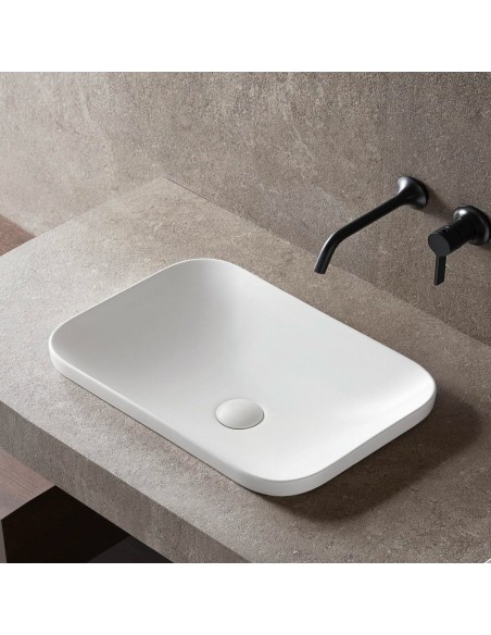 Umywalka wpuszczana w blat Intero 530x370x155 mm z korkiem białym