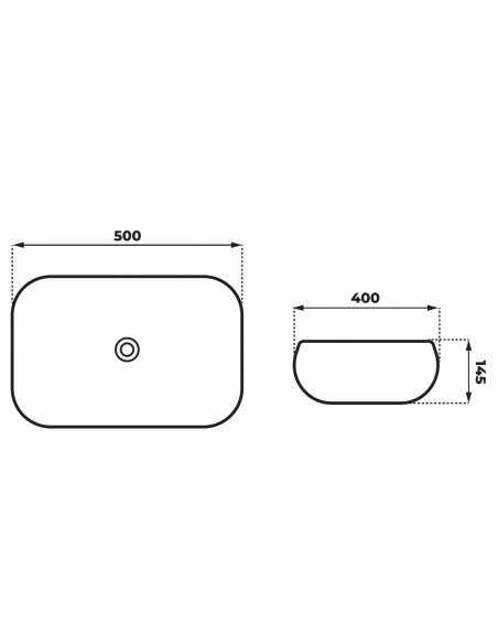 Umywalka nablatowa MONO prostokątna 500x400x145 mm z korkiem złotym