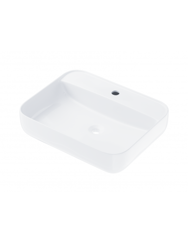 Umywalka nablatowa ANGO prostokątna 500x400x140 mm z korkiem chrom