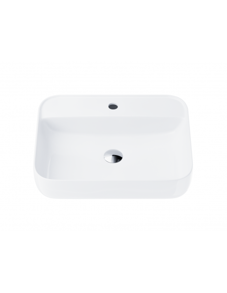 Umywalka nablatowa ANGO prostokątna 500x400x140 mm z korkiem chrom