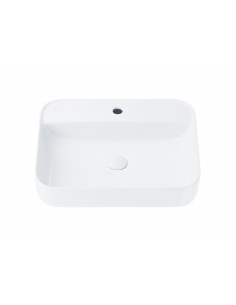 Umywalka nablatowa ANGO prostokątna 500x400x140 mm z korkiem białym