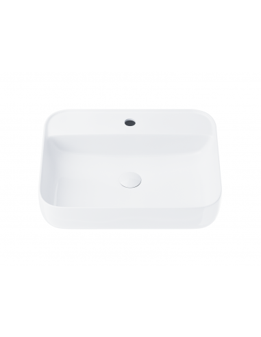 Umywalka nablatowa ANGO prostokątna 500x400x140 mm z korkiem białym