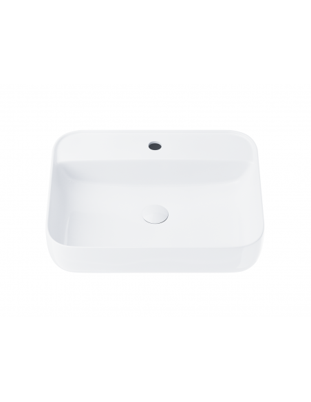 Umywalka nablatowa ANGO prostokątna 500x400x140 mm z korkiem białym
