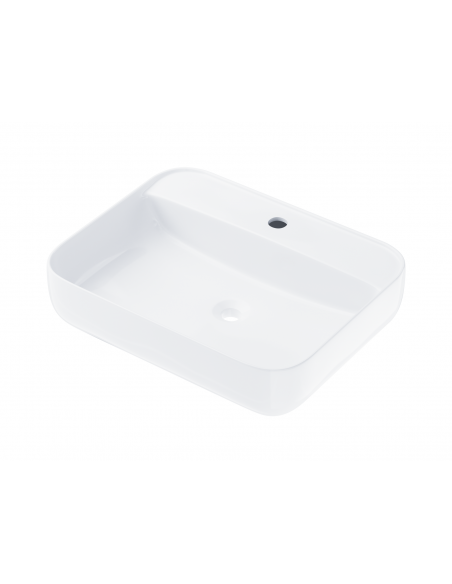 Umywalka nablatowa ANGO prostokątna 500x400x140 mm z korkiem złotym