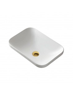 Umywalka wpuszczana w blat Intero 430x380x140 mm z korkiem złotym