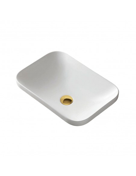 Umywalka wpuszczana w blat Intero 430x380x140 mm z korkiem złotym