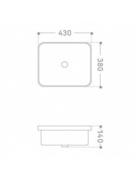 Umywalka wpuszczana w blat Intero 430x380x140 mm z korkiem białym