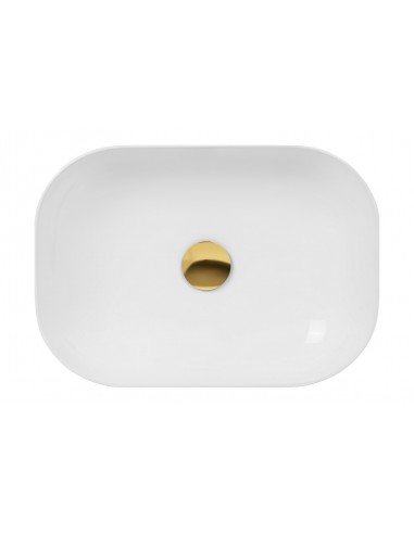 Umywalka nablatowa Mono prostokątna 460x320x140 mm z korkiem złotym