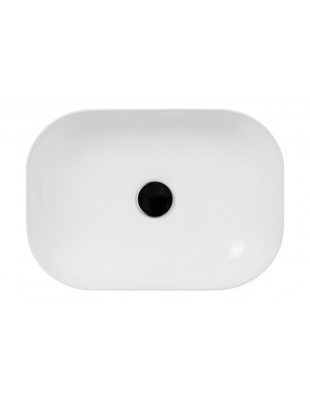 Umywalka nablatowa Mono prostokątna 460x320x140 mm z korkiem czarnym