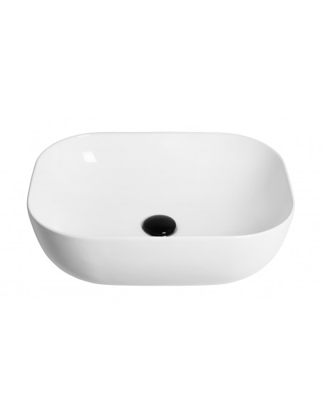 Umywalka nablatowa Mono prostokątna 460x320x140 mm z korkiem czarnym