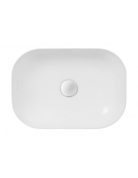 Umywalka nablatowa Mono prostokątna 460x320x140 mm z korkiem białym