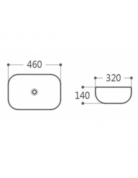 Umywalka nablatowa Mono prostokątna 460x320x140 mm