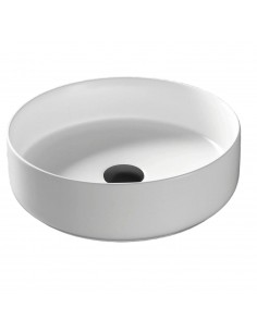 Umywalka nablatowa Lugo okrągła 360x120 mm z korkiem czarnym