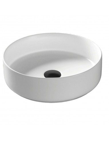 Umywalka nablatowa Lugo okrągła 360x120 mm z korkiem czarnym