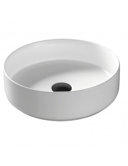 Umywalka nablatowa Lugo okrągła 360x120 mm z korkiem czarnym