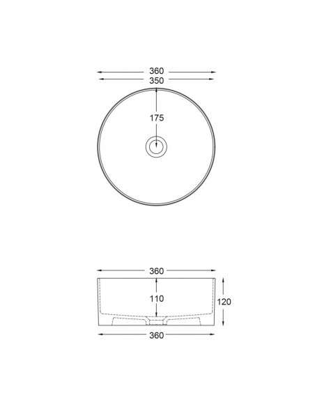 Umywalka nablatowa Lugo okrągła 360x120 mm
