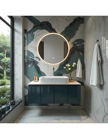 Umywalka nablatowa Ango prostokątna 600x340x110 mm z korkiem złotym