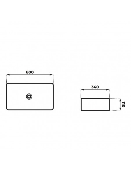 Umywalka nablatowa ANGO prostokątna 600x340x110 mm