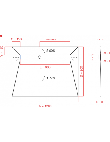 Showerbase Wiper 4 way 1200 x 900 mm...