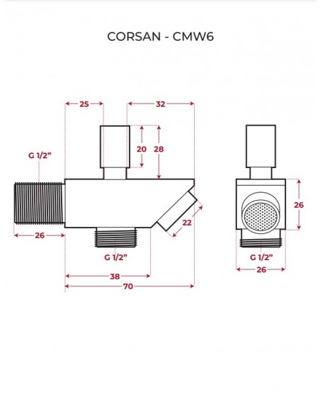 Wylewka Wannowo Prysznicowa Corsan CMW6BSL Stal Szczotkowana Z Przełącznikiem Mechanicznym Do Słuchawki Prysznicowej