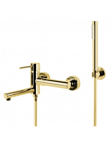 Bateria wannowa ścienna Corsan Lugo CMZ7541GL z zestawem natryskowym Złoto